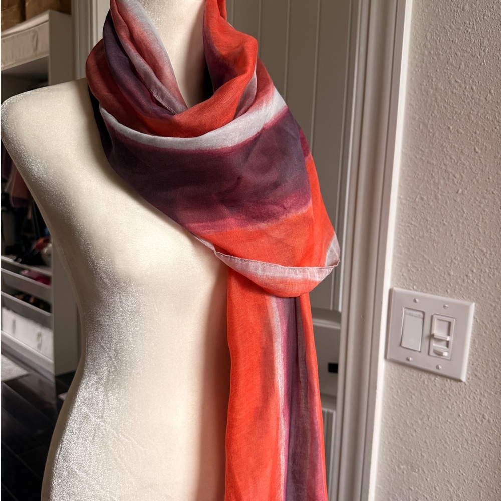 MarlaWynne Multicolor Scarf - Red, Purple, White 70”x32” New
